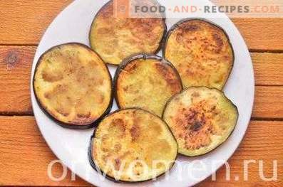 Fried eggplants with tomatoes and cheese