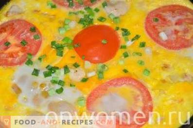 Omlet z kurczakiem i pomidorami w piekarniku