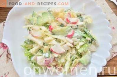 Spring salad with cabbage, cucumber and radish