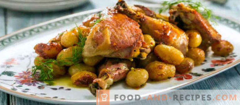 Udka z kurczaka pieczone z ziemniakami w piekarniku, pod chrupiącą skórką, w rękawie, folii, z serem