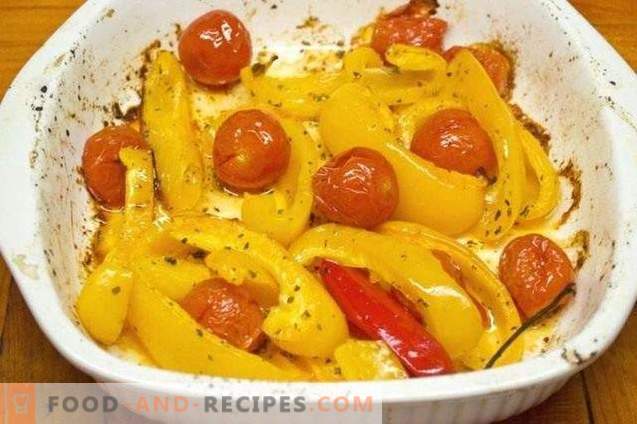 Żółta papryka confit z pomidorami koktajlowymi